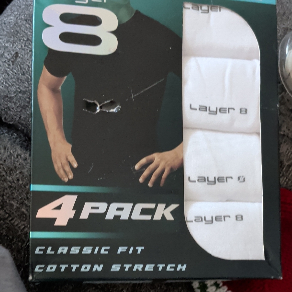 Layer 8 Men's Classic Fit White Undershirts 4-Pack